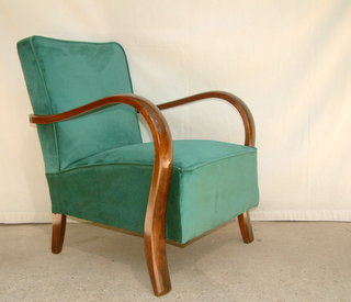 Art Deco velvet upholstered armchair.