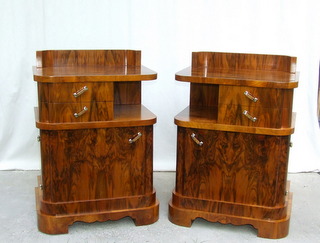 Pair of Art Deco Bedside Cabinets, Nightstands.