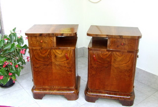 Art Deco Walnut Bedside Cabinets.