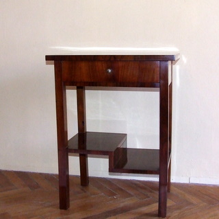 Art deco walnut telephone table.