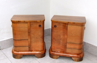 Art Deco walnut bedsides cabinets.