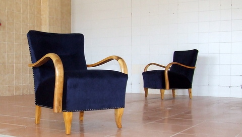 Pair of 1920s Art Deco Armchairs, Club Chairs.