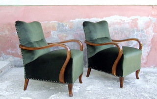 Pair of Art Deco Armchairs or Club Chairs.