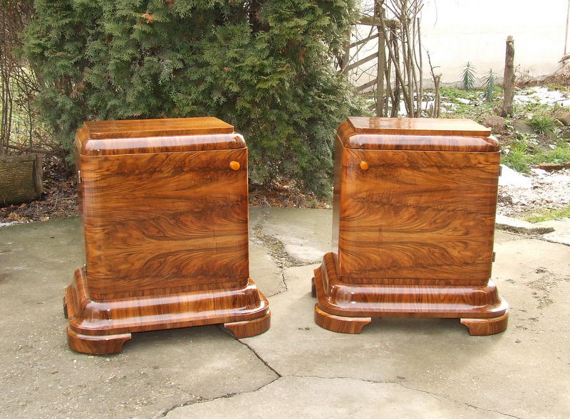 Pair of art deco walnut bedside cabinets. Click here for more info, more pictures and price. 