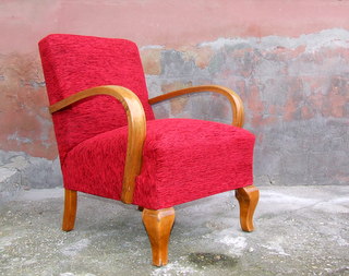 Chenille upholstered armchair.