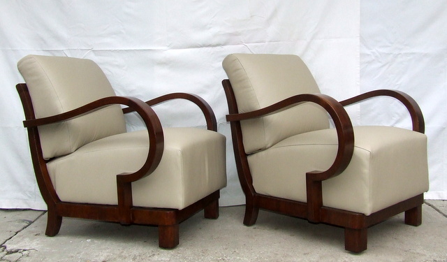 Pair of Art Deco Leather Armchairs.