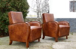 Pair of Art Deco Leather Club Chairs.