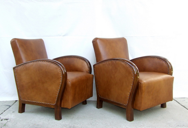 Leather armchairs.
