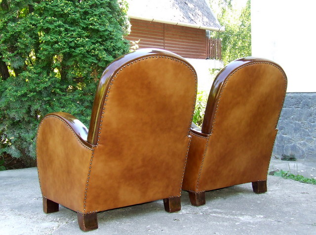 Art Deco leather chairs.