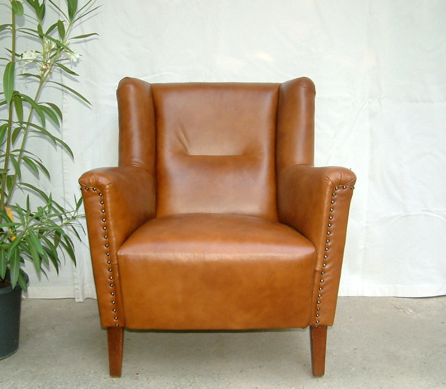 Art Deco Leather Club Chair.
